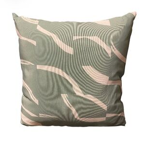 Room Essentials TWO Abstract Green & Cream Throw Pillows Indoor/Outdoor NWT